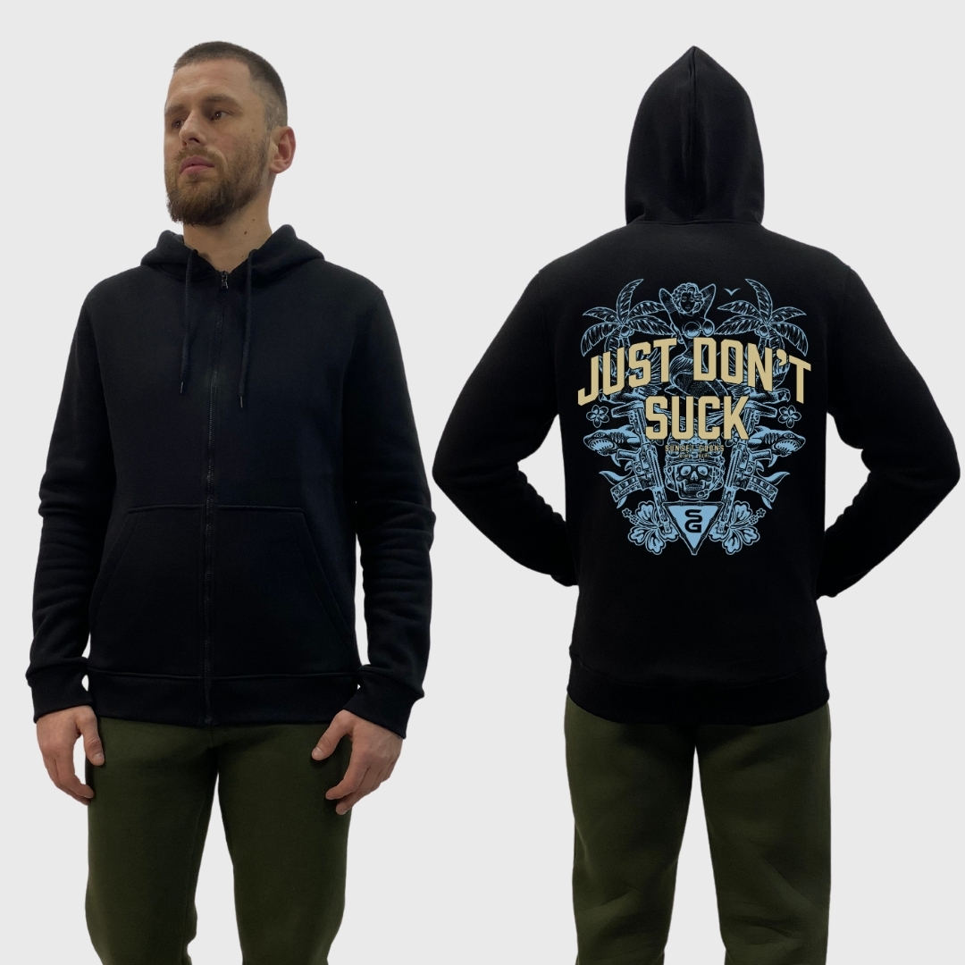 Чоловічий зіп-худі на флісі з принтом Sunset Goons не бійся арт, Чорний
