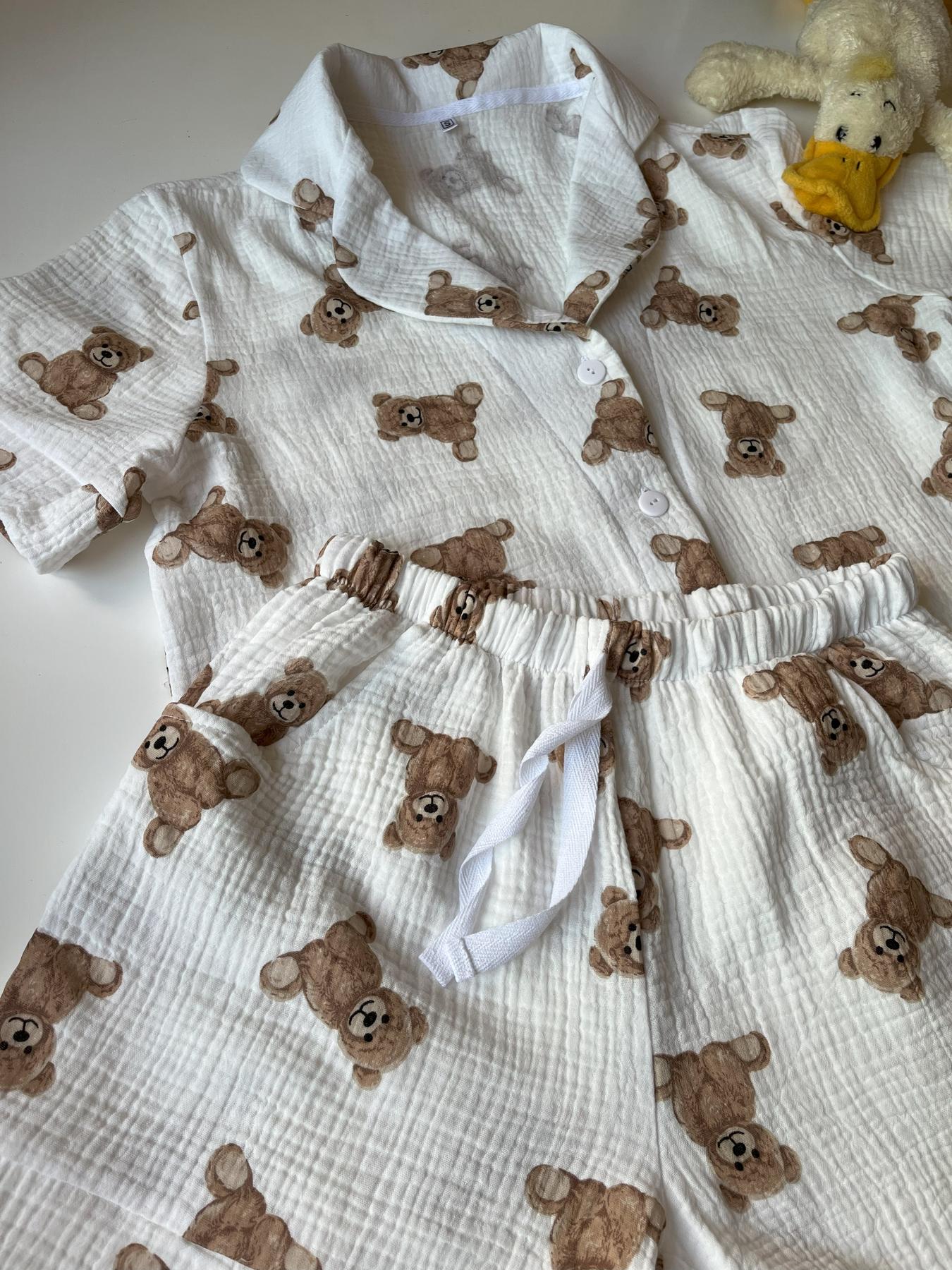 Жіноча Муслінова піжама з шортами, ведмедики Teddy - фото 7