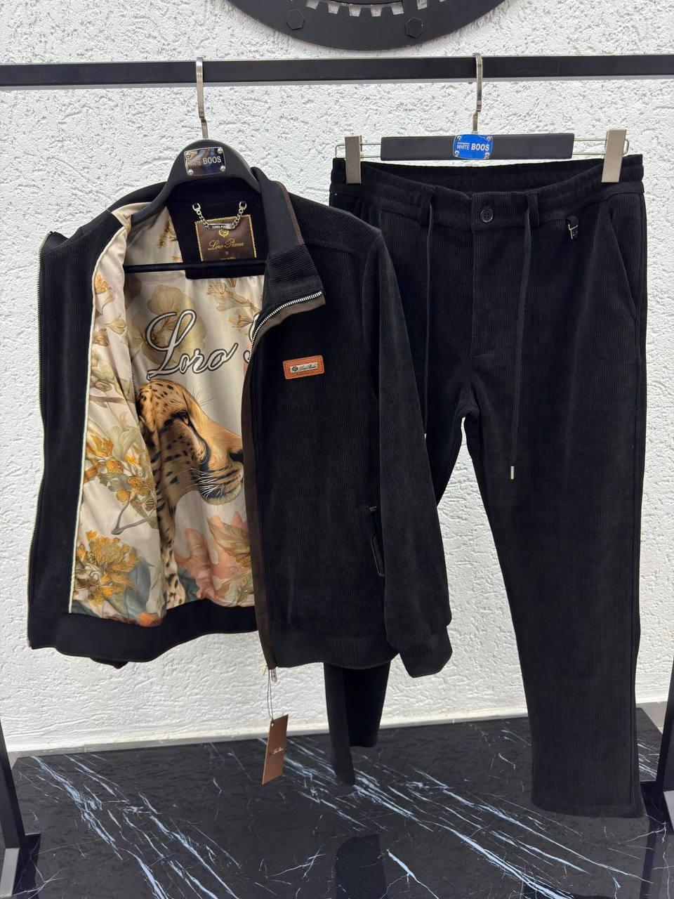 Штаны Loro Piana мужские вельветовые черные всесезонные универсальные и молодежные для прогулок брюки