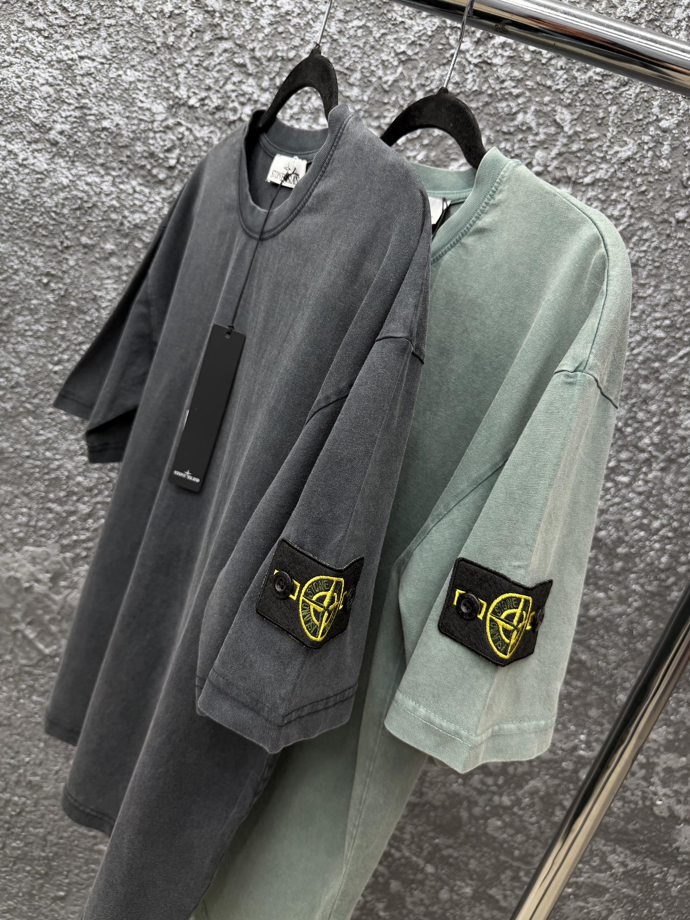 Футболка Stone Island мужская хлопковая летняя базовая с коротким рукавом прямого кроя на каждый день тенниска