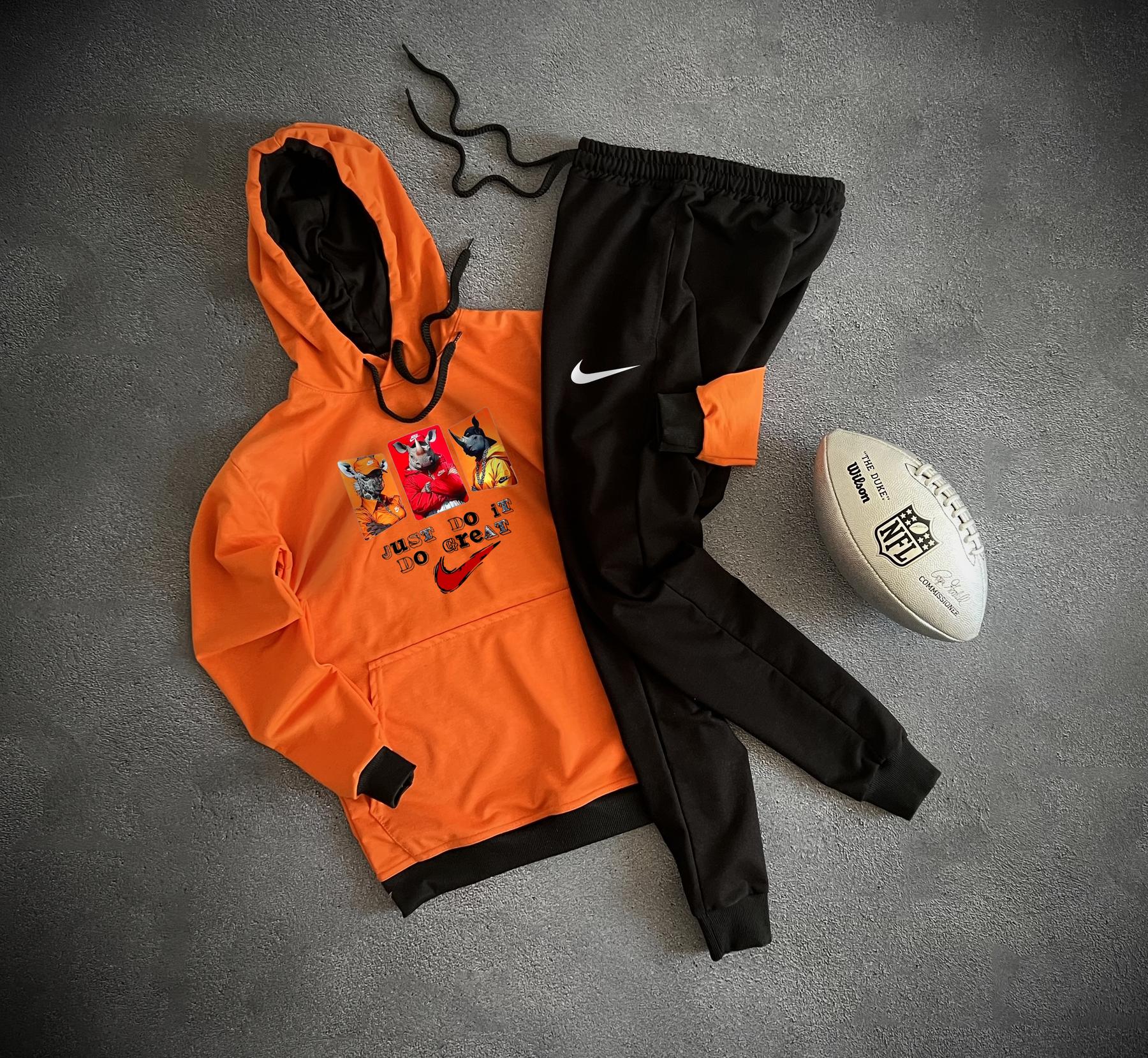 Комплект худи Nike весна/осень хлопковый актуальный для повседневной носки костюм