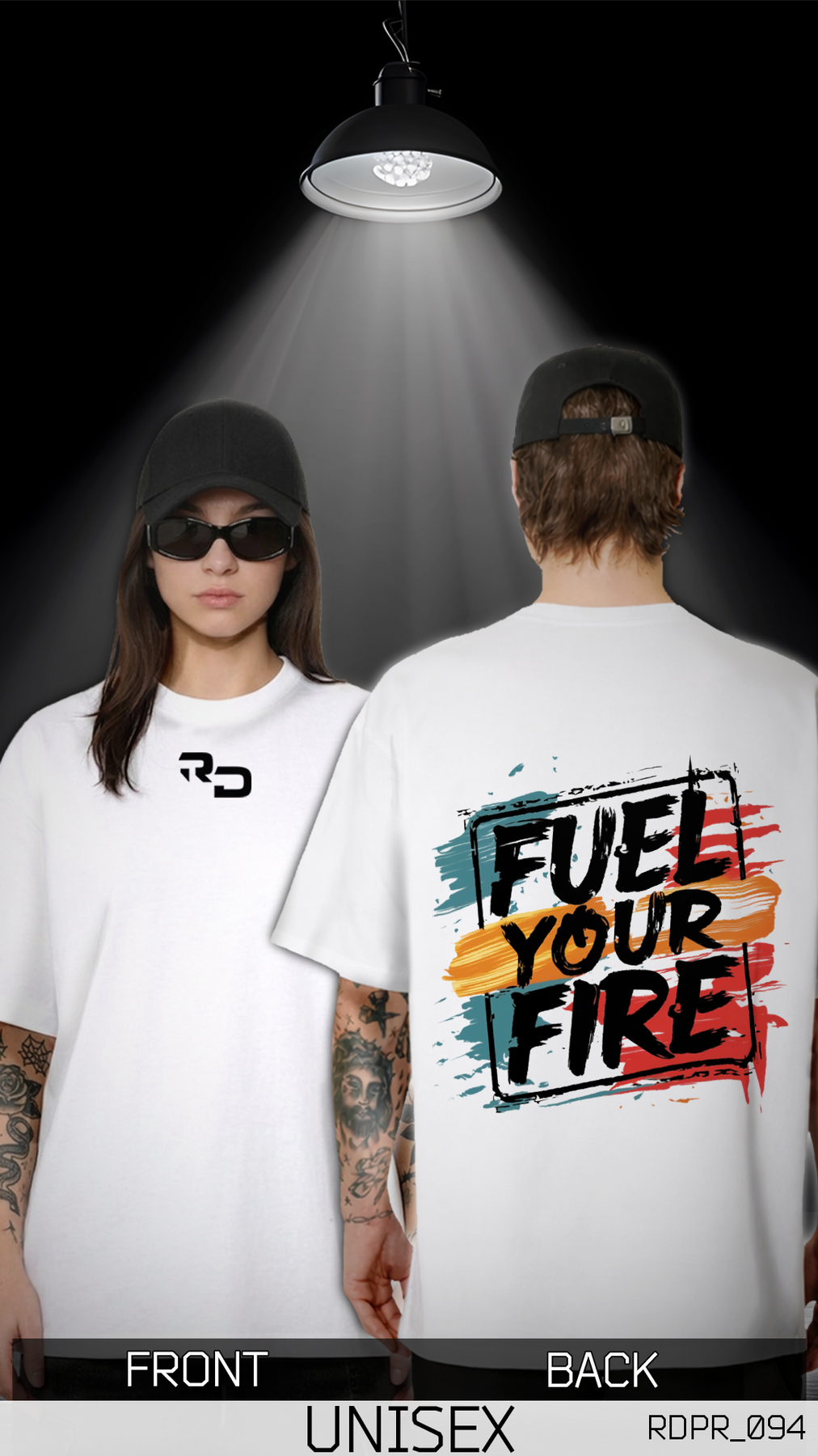 Оверсайз футболка унісекс Fuel Your Fire трикотажна біла літня вільна з принтом для подорожей теніска