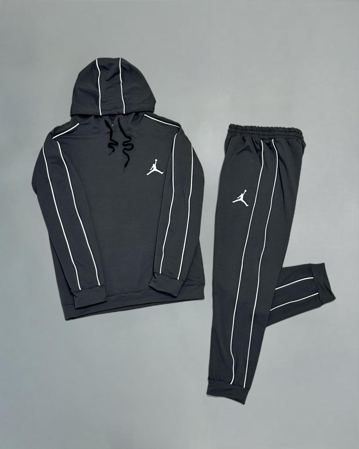 Спортивний костюм Air Jordan сірий двонитка демісезонний базовий з капюшоном на подарунок комплект кофта та штани