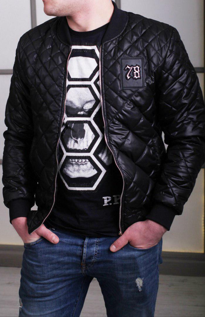 Куртка-бомбер: Philipp Plein 78 плащевка на молнии на синтепоне для активного отдыха верхняя одежда