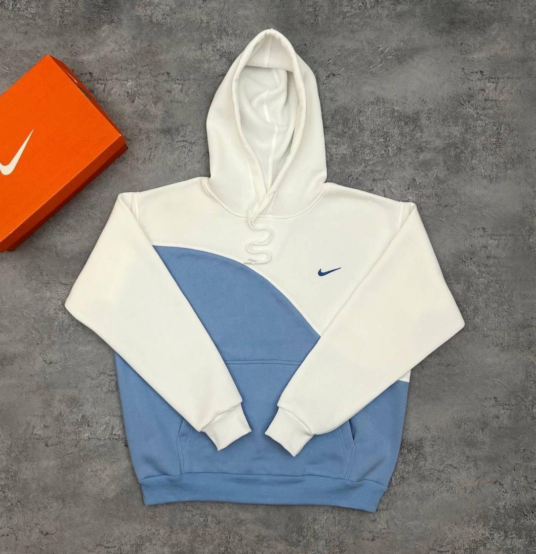 Худі Nike блакитно-білий чоловіче тринитка всесезонне зручне та якісне з вишивкою толстовка з капюшоном