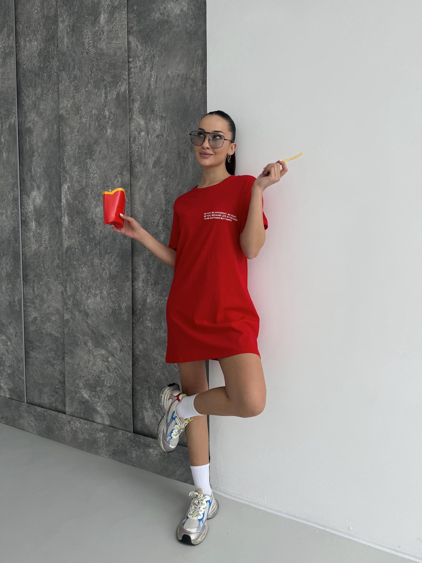 Футболка-туніка Be Happy, червона - фото 4