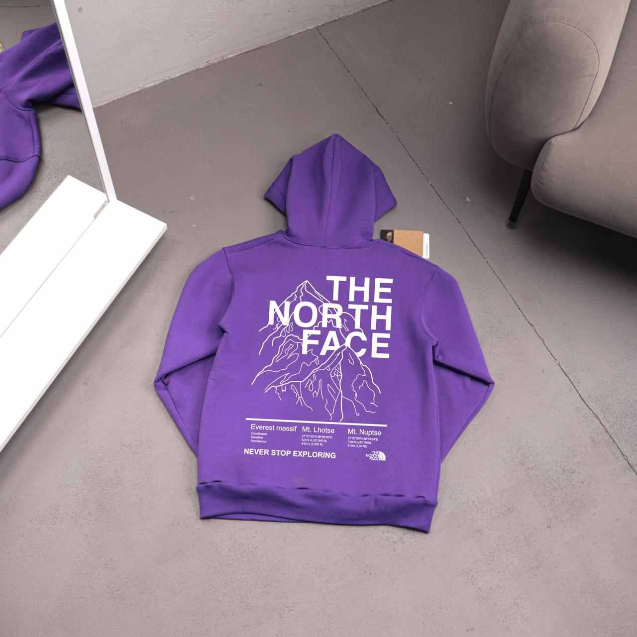 Худи фиолет The North Face (MOUNTAINS) флис мужское всесезонное качественное и актуальное с капюшоном