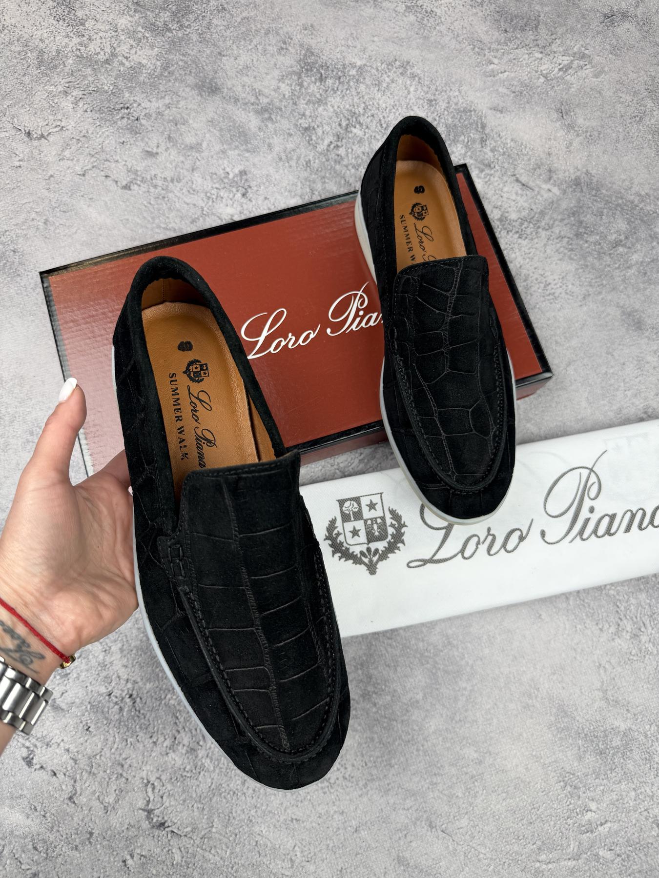 Лоферы Loro Piana мужские черные демисезонные стильные и универсальные классические на подарок туфли мокасины