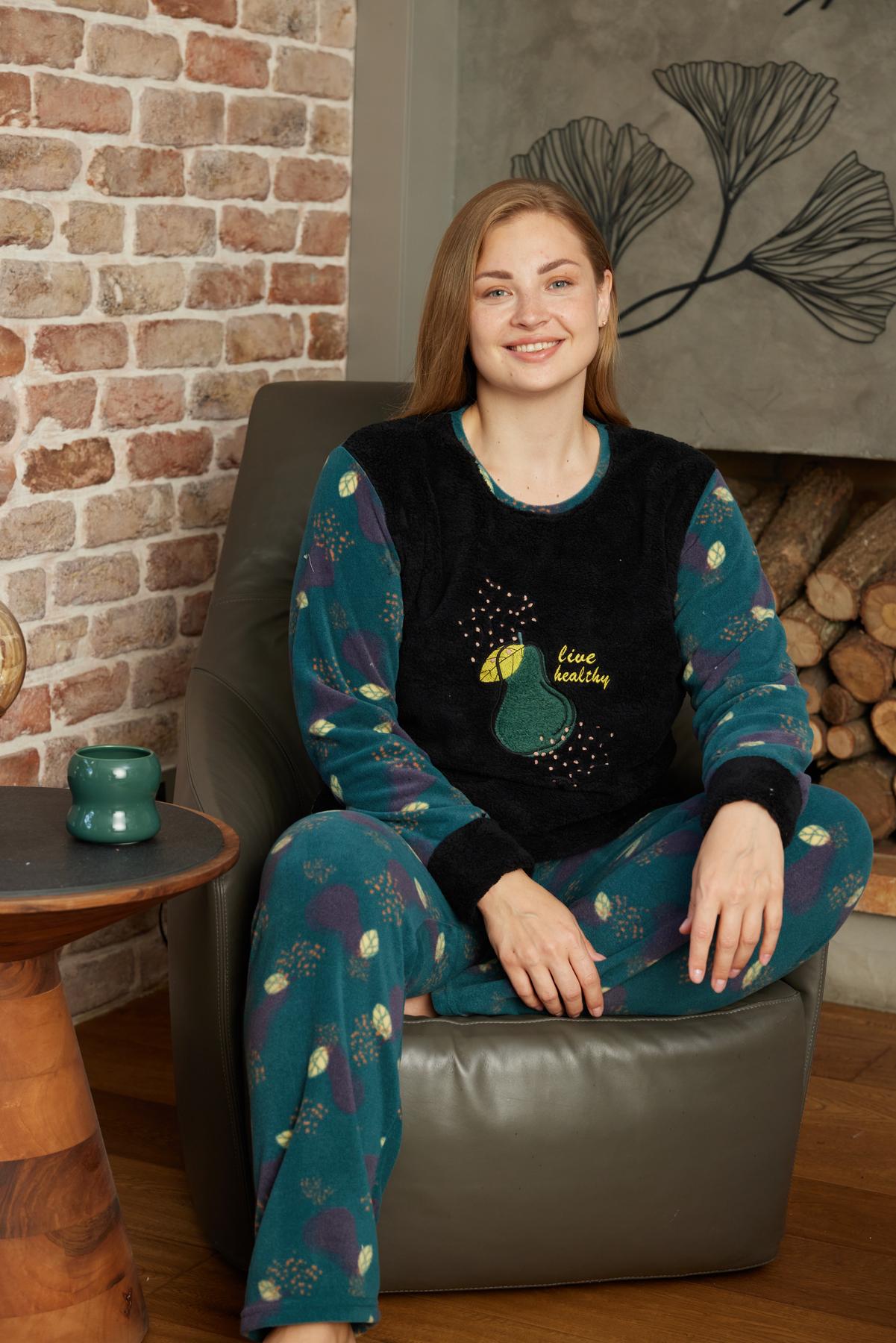 Піжама тепла жіноча з флісу полар «Live Healthy», смарагд - фото 4