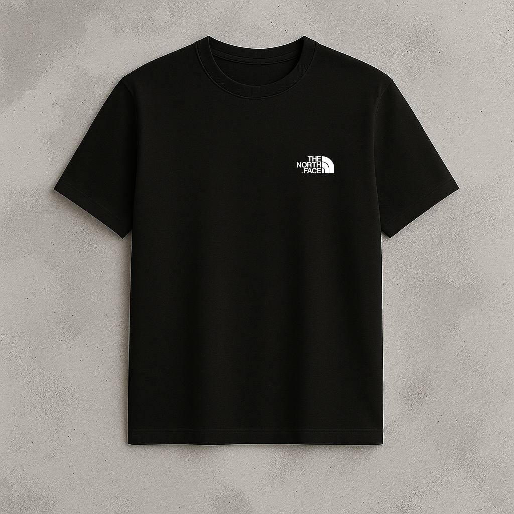 Футболка - принт The North Face-Мал мужская хлопковая черная летняя с коротким рукавом прямого кроя тенниска