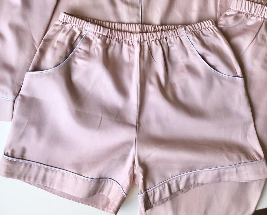 Піжамні шорти з сатину Pearl COSY пильна пудра - фото 7