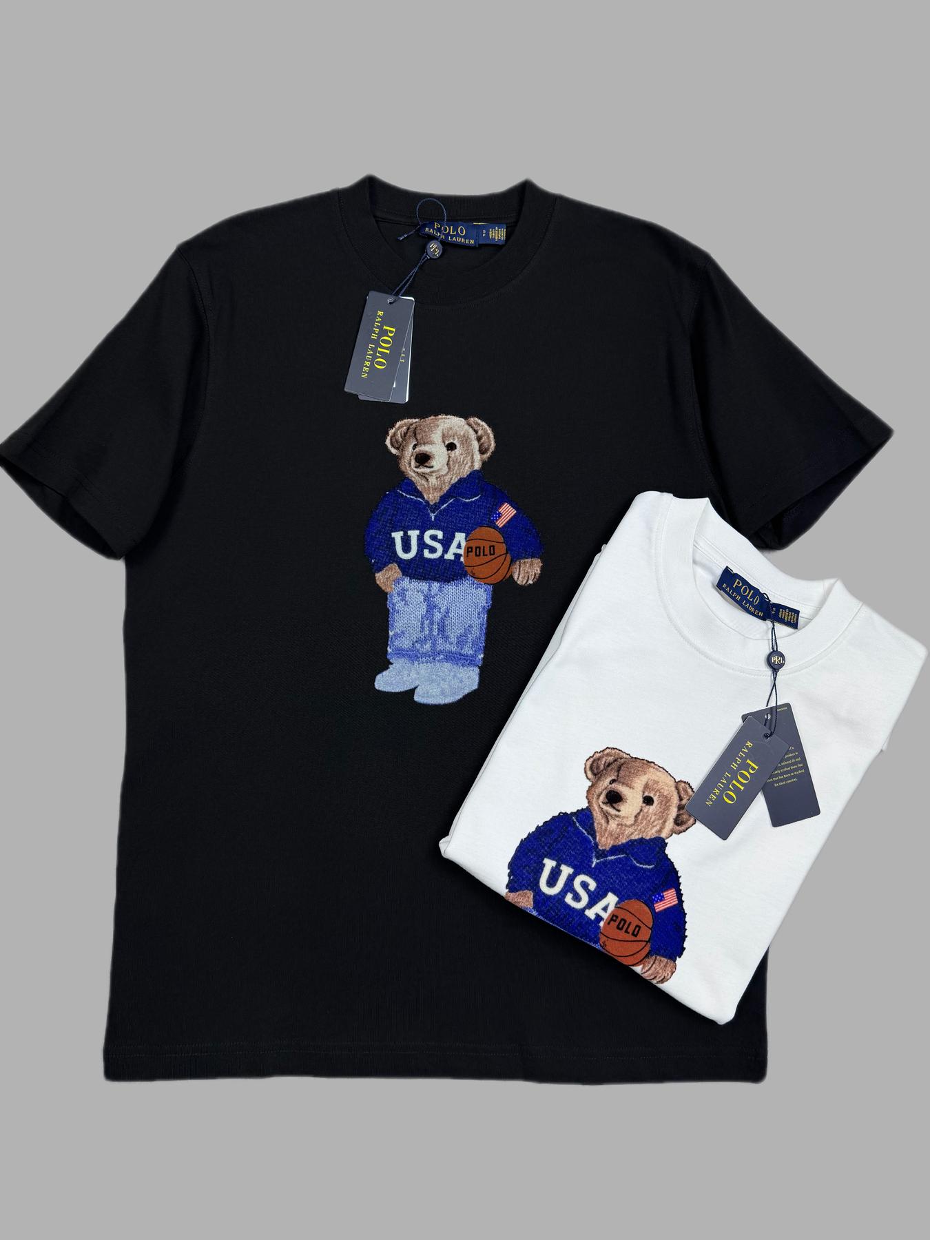 Футболка Ralph Lauren мужская хлопковая черная летняя молодежная с коротким рукавом прямого кроя тенниска