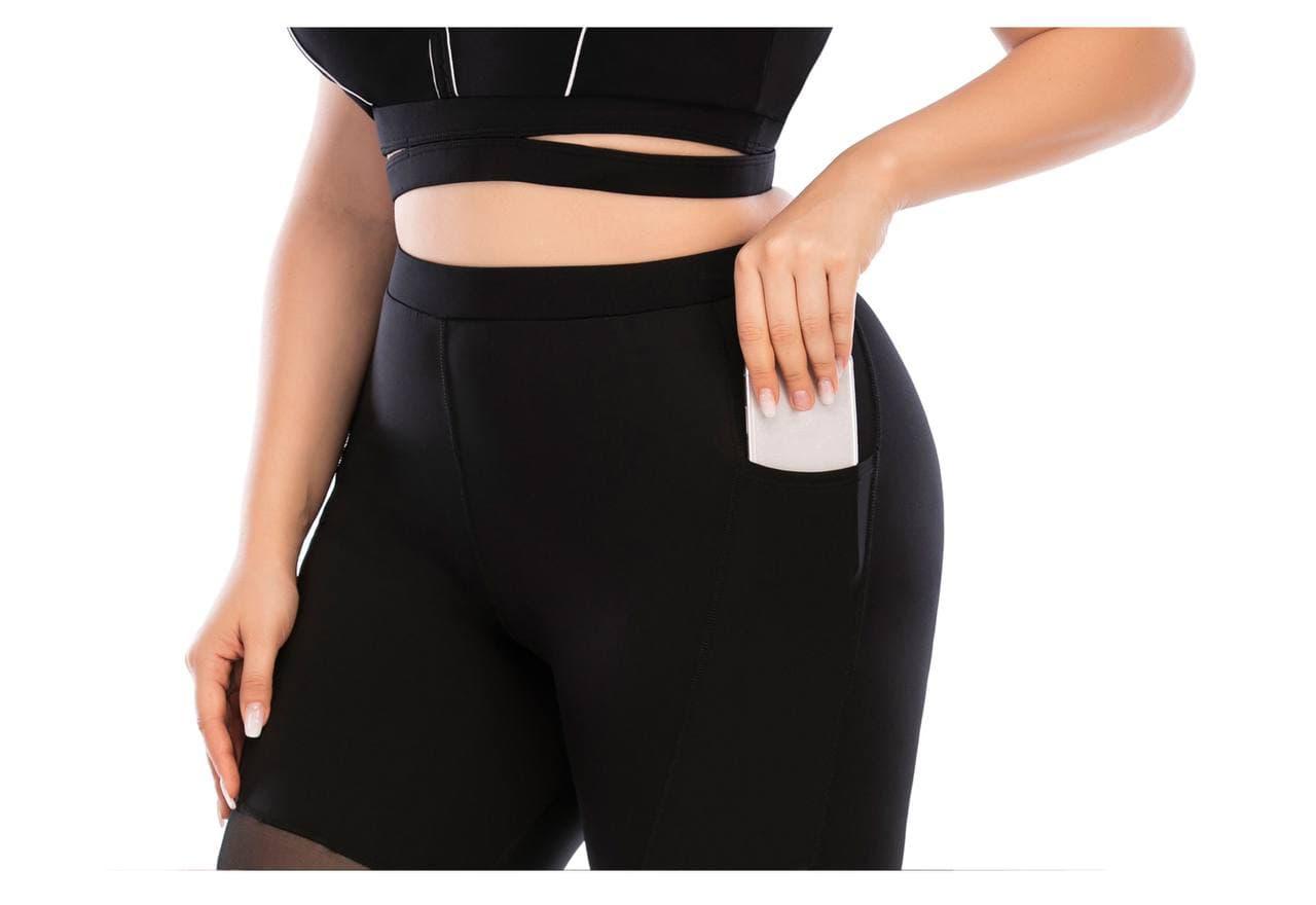 Фітнес костюм plus size з вставками з сітки F...