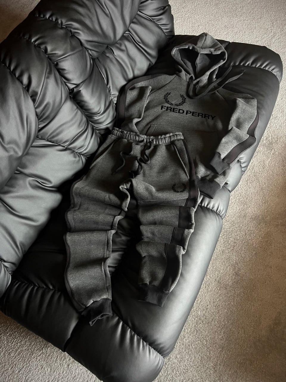 Зимовий комплект Fred Perry бавовняний зручний з капюшоном у вуличному стилі костюм