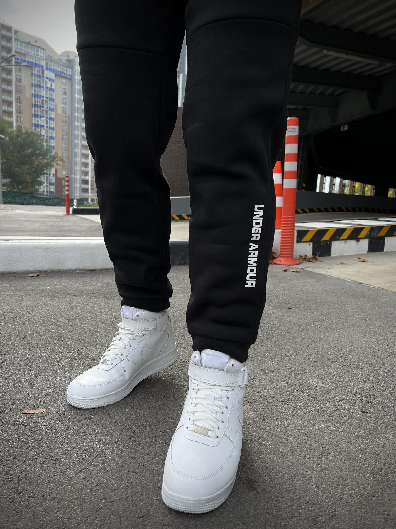 Зимние штаны с начосом Under Armour мужские хлопковые черные модные трикотажные на шнуровке на подарок брюки