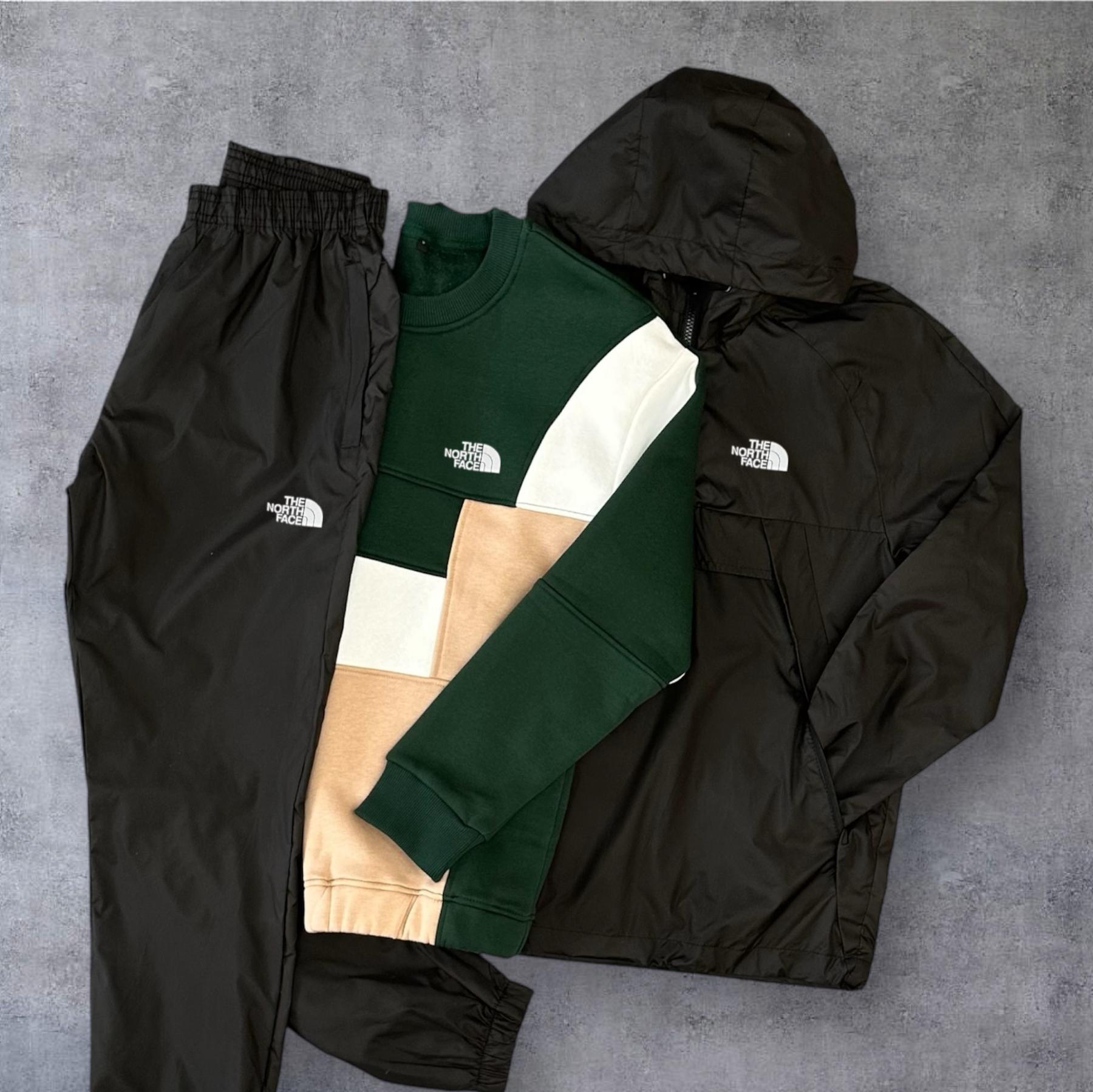 Спортивный костюм The North Face анорак + свитшот The North Face в подарок черный плащевка демисезонный модный