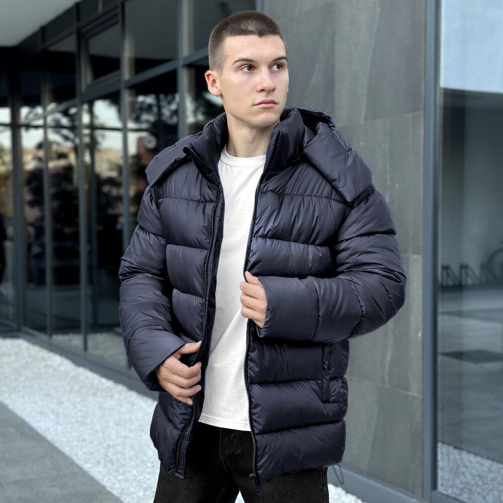 Куртка Pobedov Snowfall Темно-синий мужская плащевка зимняя модная на молнии на флисе на пуху верхняя одежда