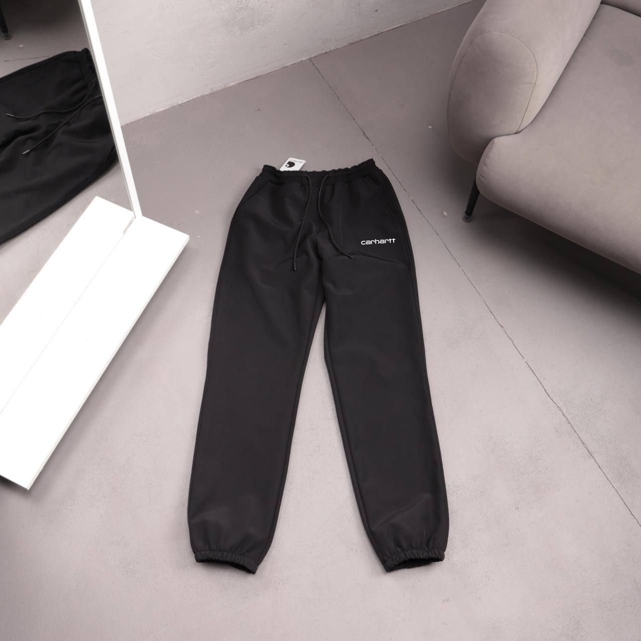 Штаны Плащевка Carhartt флис (софт шел) мужские черные зимние качественные и молодежные для работы брюки