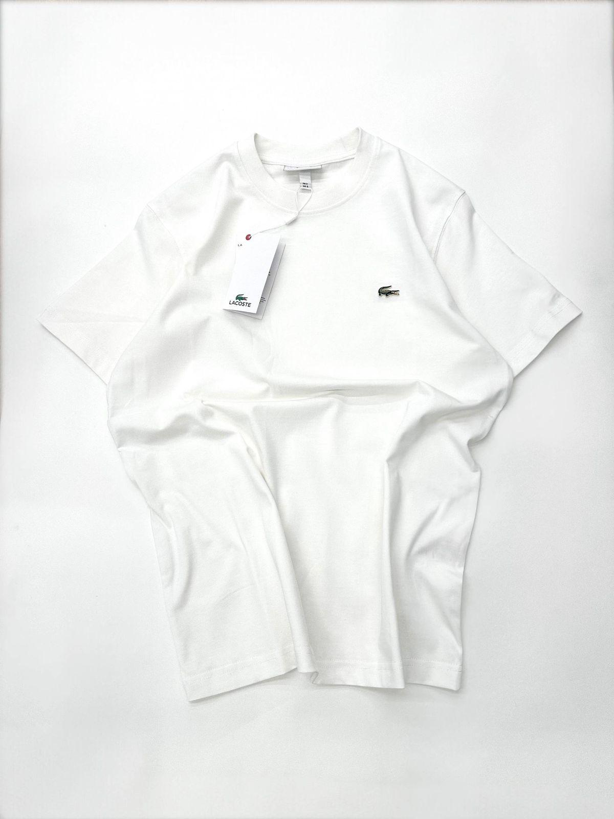 Футболка Lacoste мужская хлопковая белая летняя удобная и молодежная с коротким рукавом прямого кроя тенниска