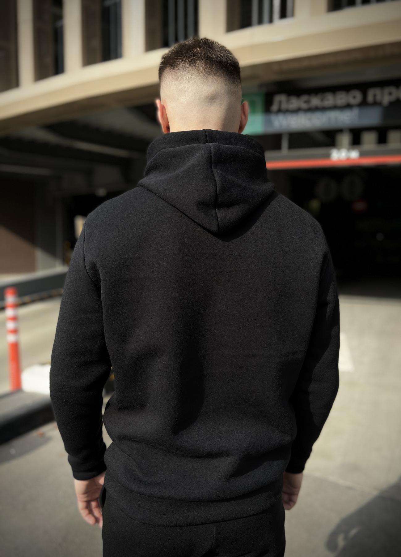 Зимний худи с начосом The North Face мужское черное трехнитка модное и практичное с капюшоном в стиле casual