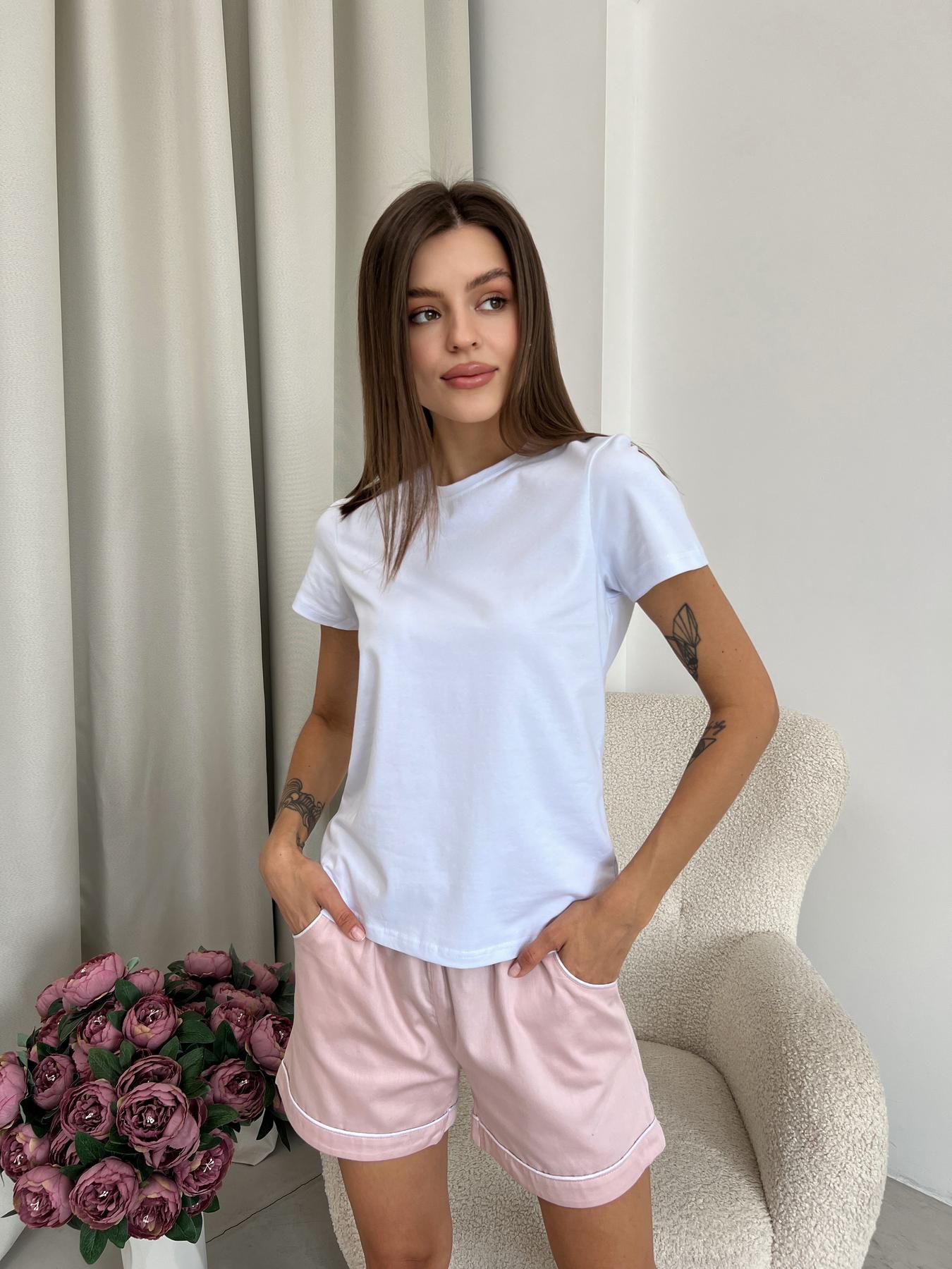 Піжамні шорти з сатину Pearl COSY пильна пудра - фото 3