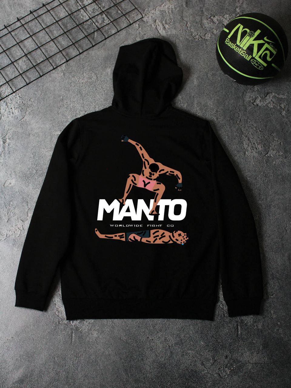 Худи MANTO-STOMP осень мужское трикотажное черное удобное и трендовое с капюшоном для города