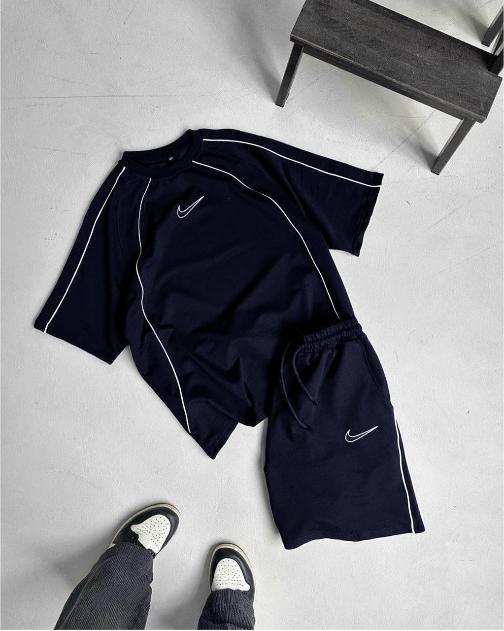 Комплект футболка и шорты Nike хлопковый летний молодежный в уличном стиле костюм