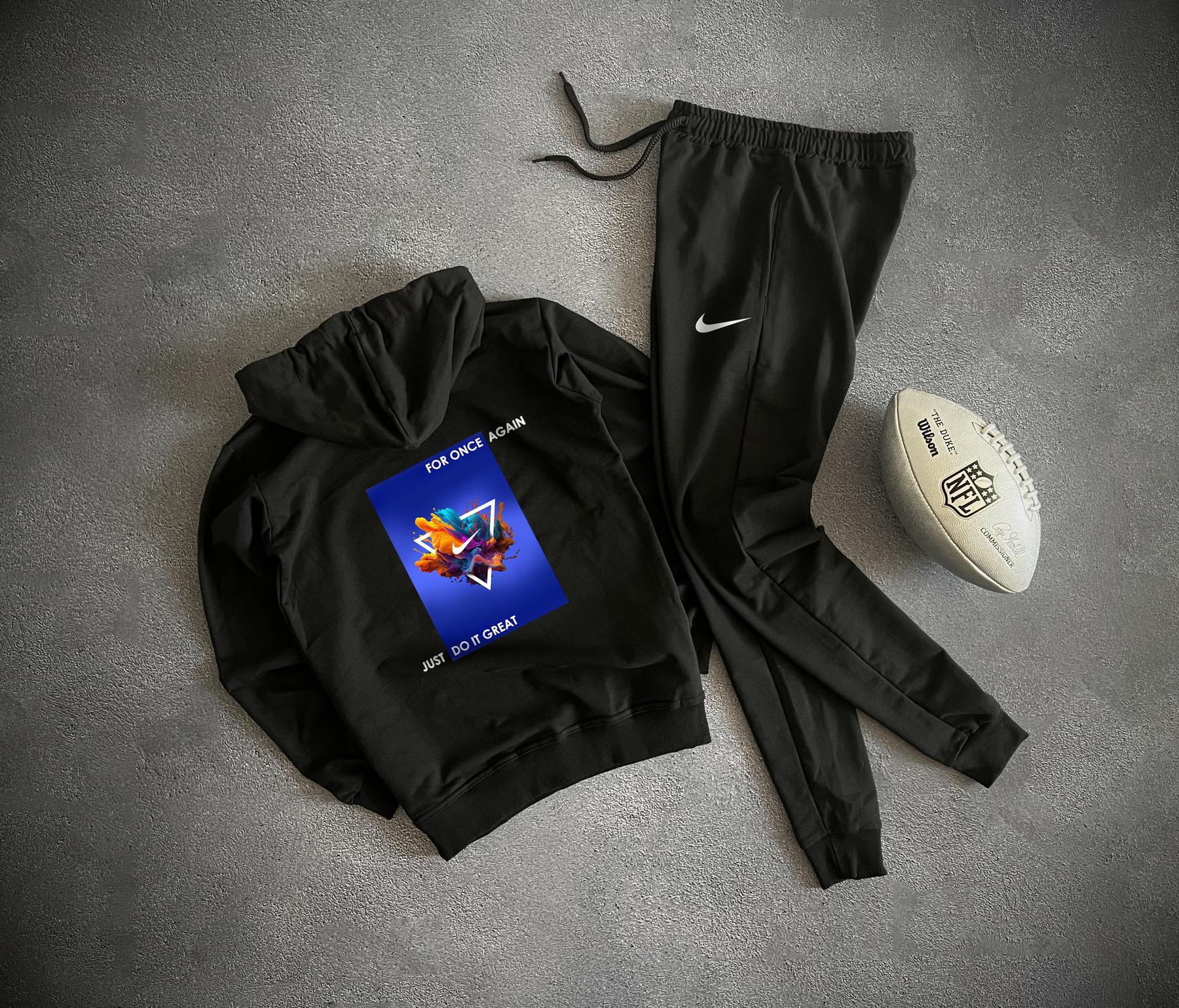 Комплект худі лого Nike весна/осінь бавовняний модний та повсякденний для міста костюм