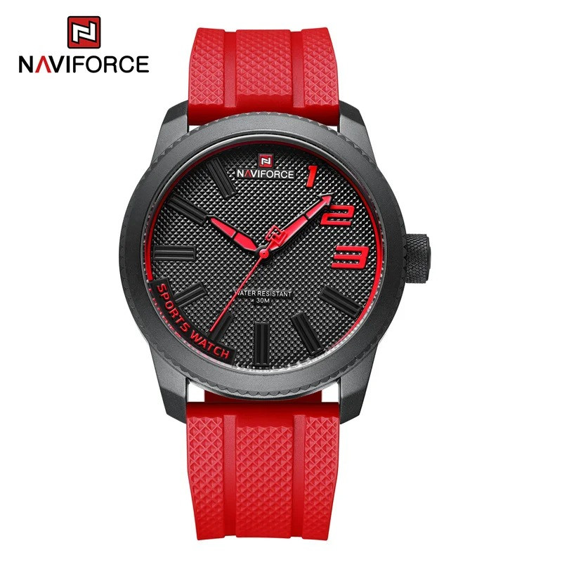 NAVIFORCE NF9202T Годинник Чоловічий | Стильний Кварцовий Годинник із Силіконовим Ремінцем | Водостійкий 30М | Червоний