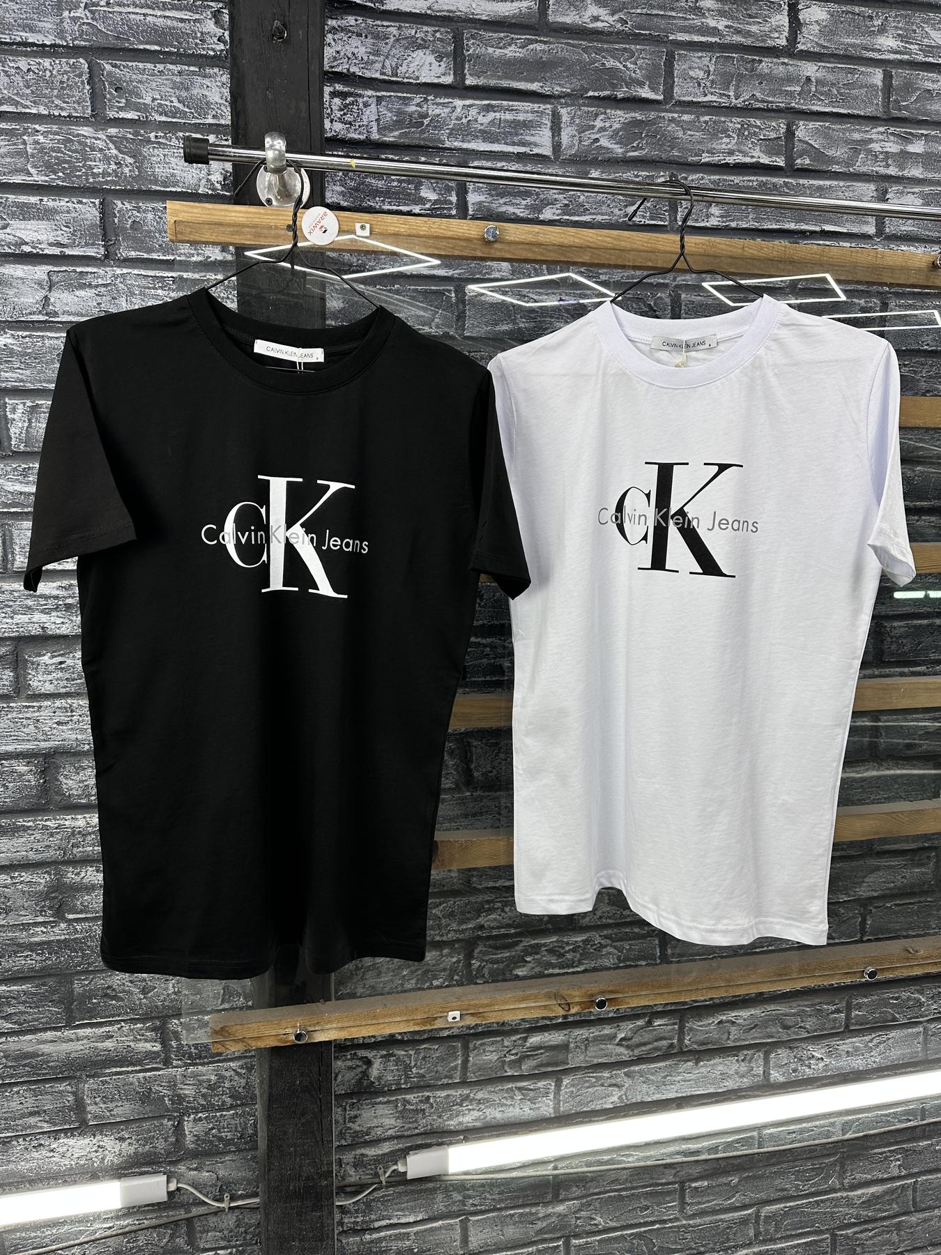 Футболка Calvin Klein (велике лого) женская хлопковая белая летняя с коротким рукавом прямого кроя тенниска