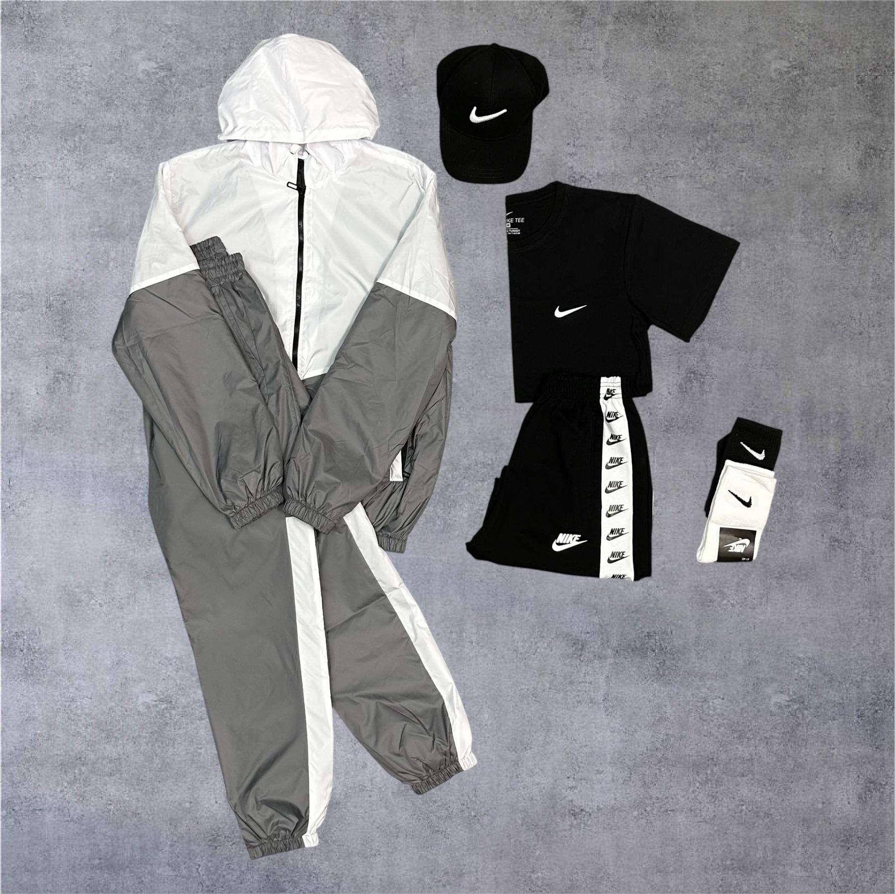 Спортивный костюм Nike Twix біло-сірий + футболка + кепка + шорты в подарок + носки в подарок плащевка