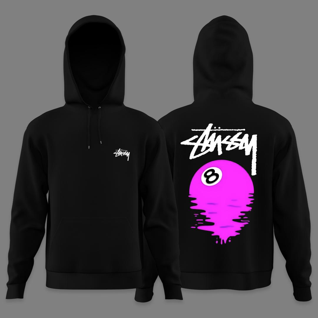 Чоловічий худі на флісі Стуссі 8 шар рожевий / Stussy 8 ball pink
