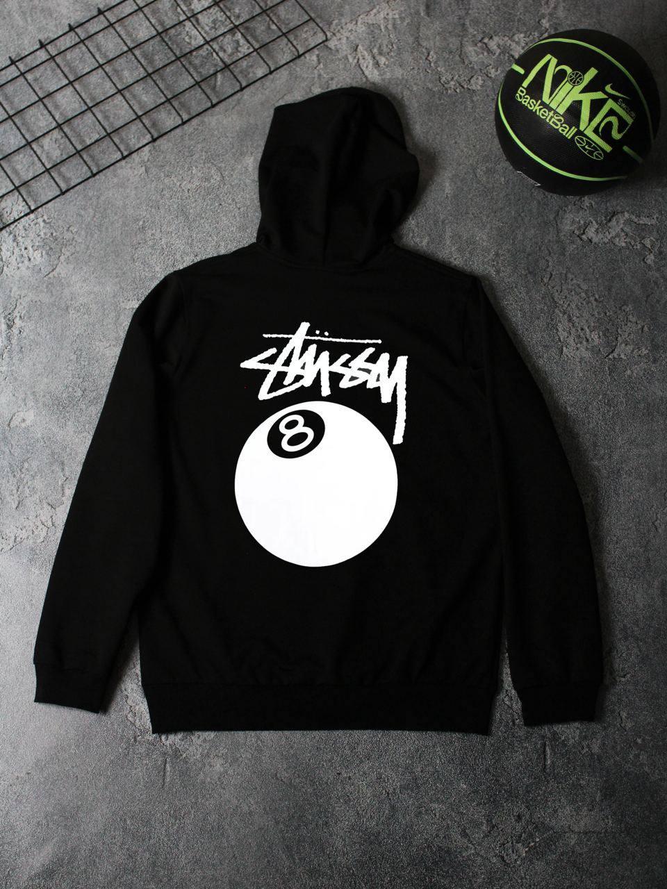 Худи STUSSY-KOLO WHITE осень мужское трикотажное черное практичное и базовое с капюшоном для отдыха
