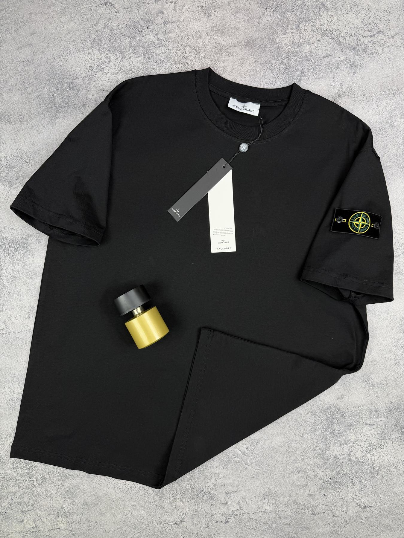 Футболка Stone Island мужская хлопковая летняя актуальная с коротким рукавом прямого кроя для отдыха тенниска