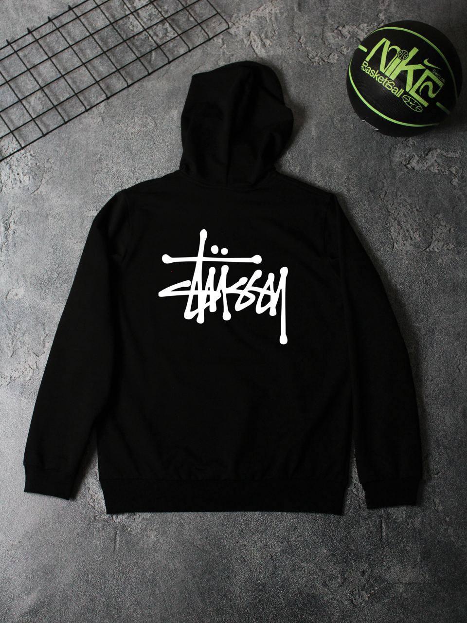 Худи STUSSY-BAZA осень мужское трикотажное черное модное и повседневное с капюшоном для активного отдыха