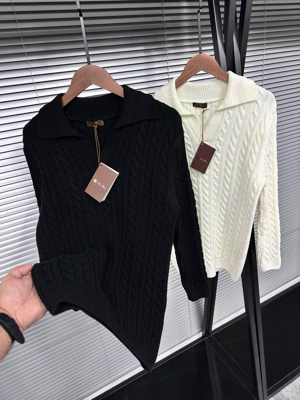 Поло кофта Loro Piana хлопковое черное летнее удобное и повседневное для путешествий тенниска с воротником
