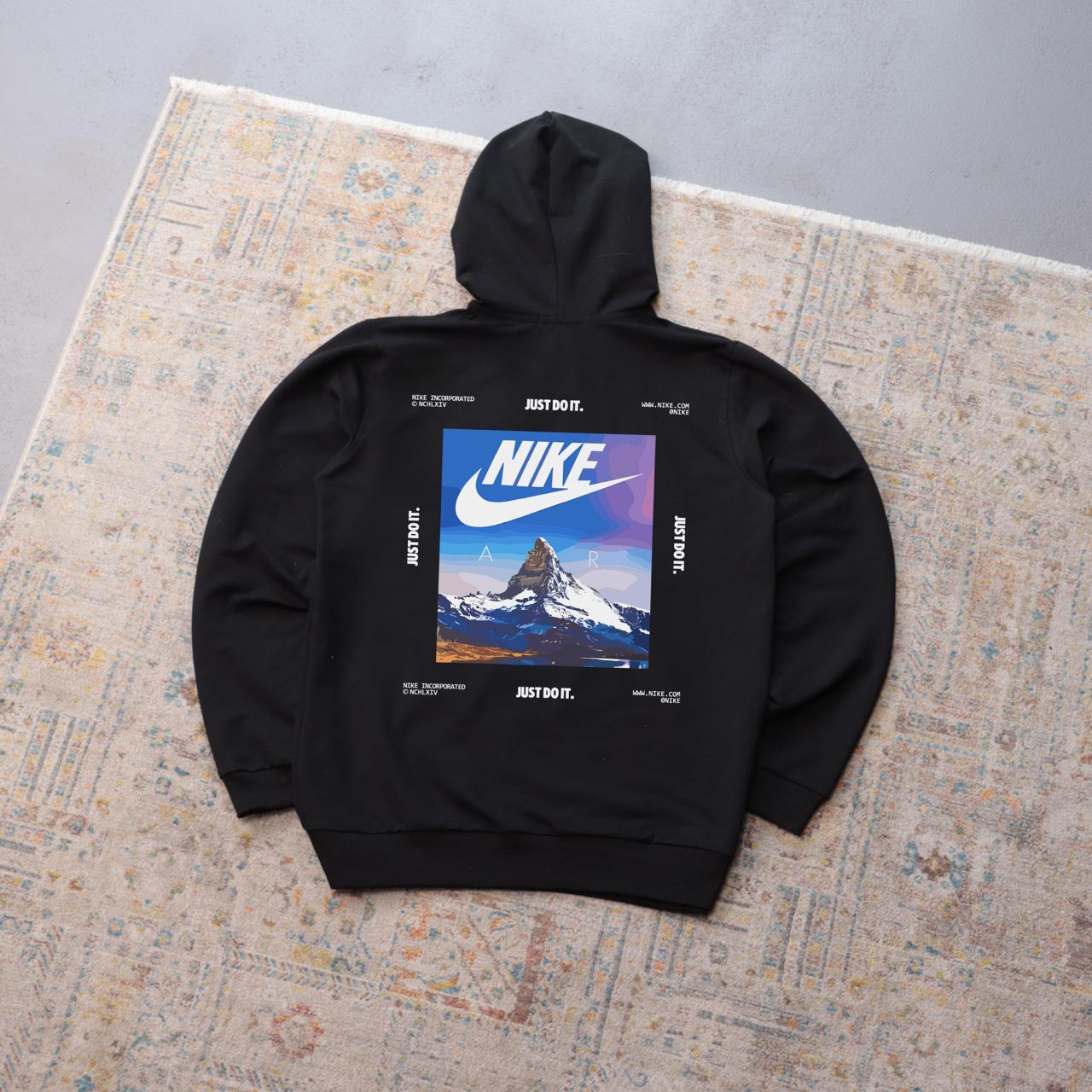 Худи NIKE-BLUE MOUNTAINS осень мужское черное двунитка стильное трикотажное с капюшоном для города