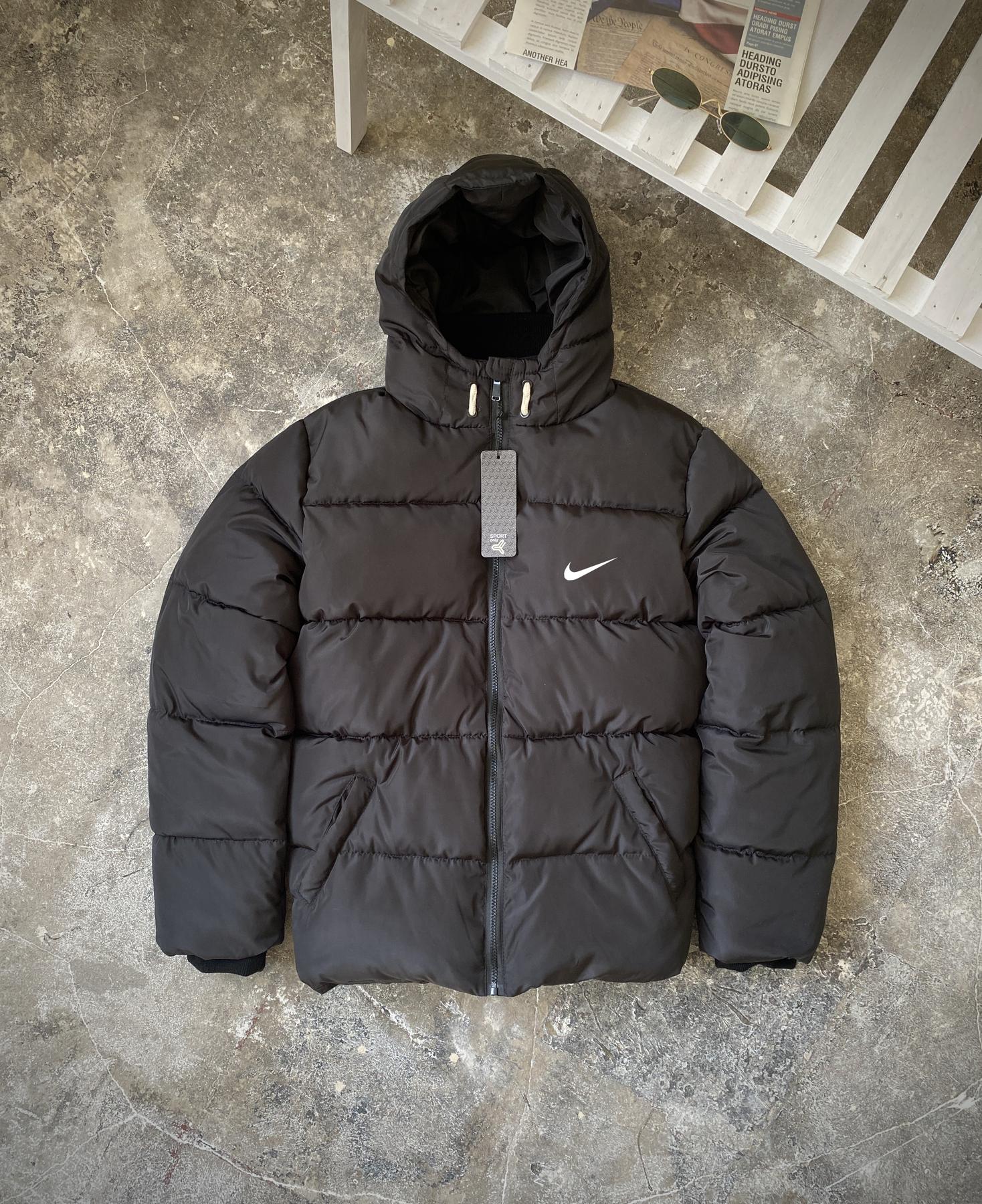 Комплект 3 в 1 Куртка зимняя + худи + штаны Nike мужской плащевка трендовый и базовый с капюшоном костюм