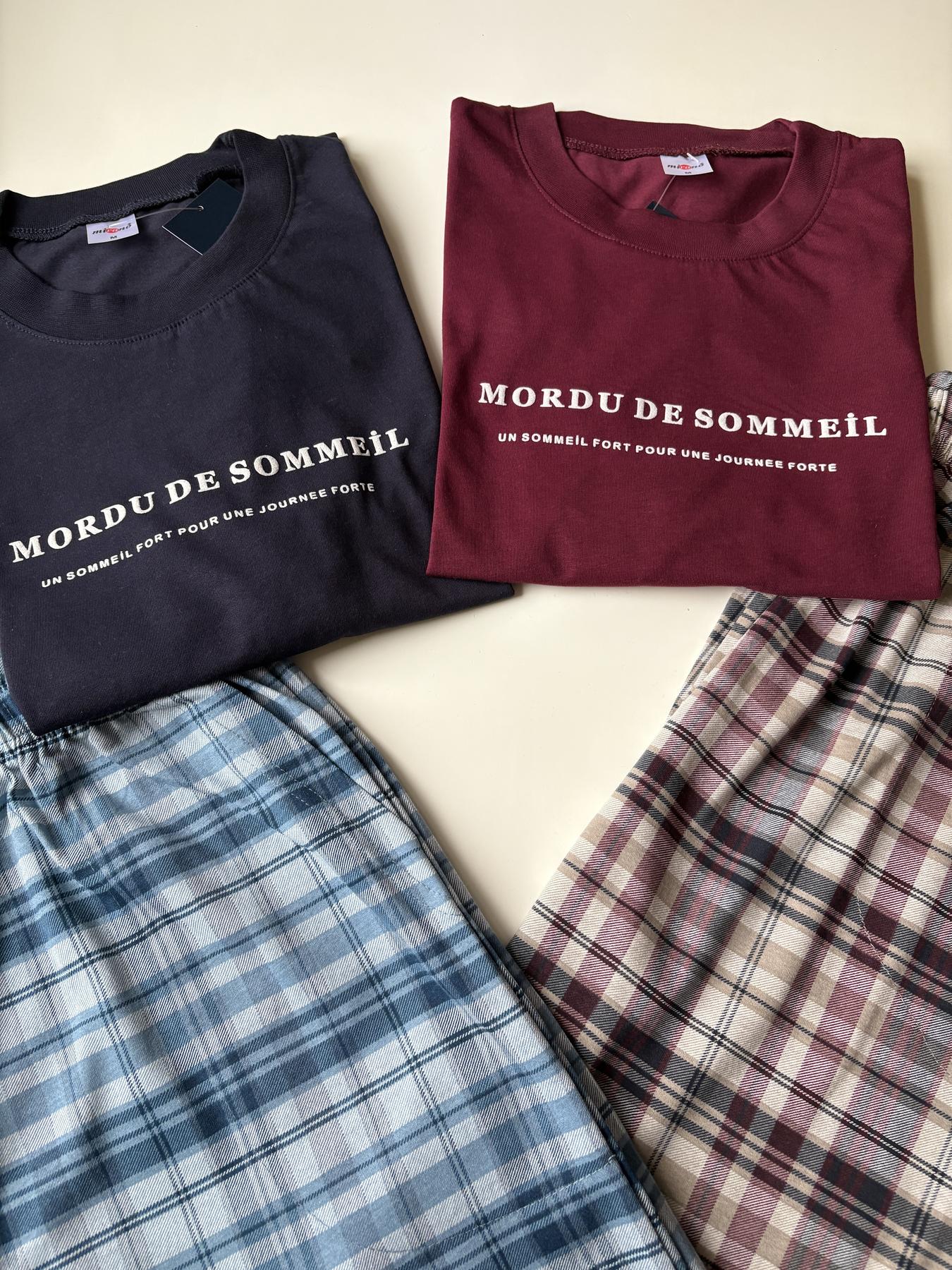 Чоловіча бавовняна піжама "SOMMEIL" футболка та шорти в клітину - фото 4