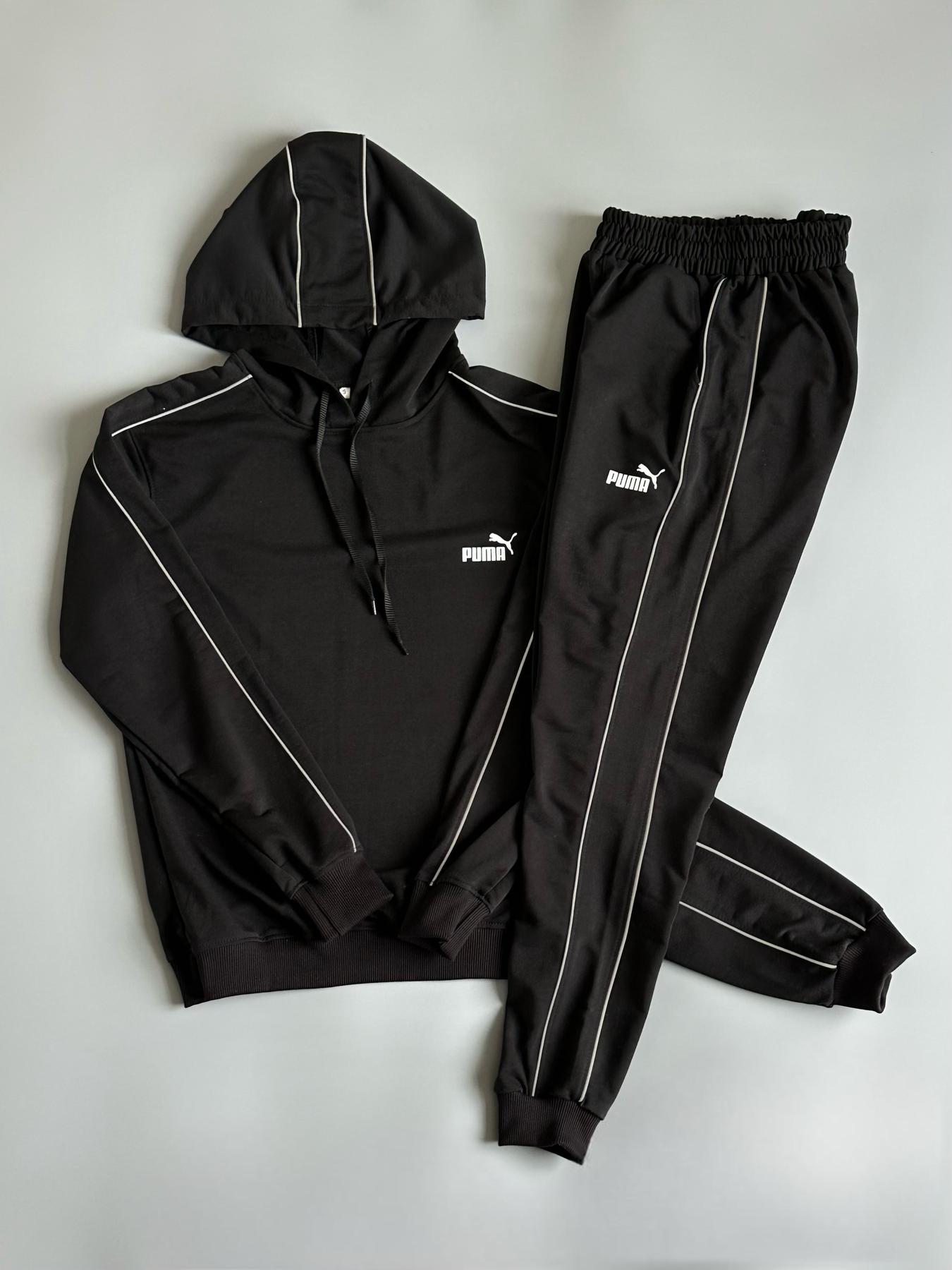 Спортивный костюм Puma цвет трикотажный черный демисезонный стильный и модный комплект кофта и штаны