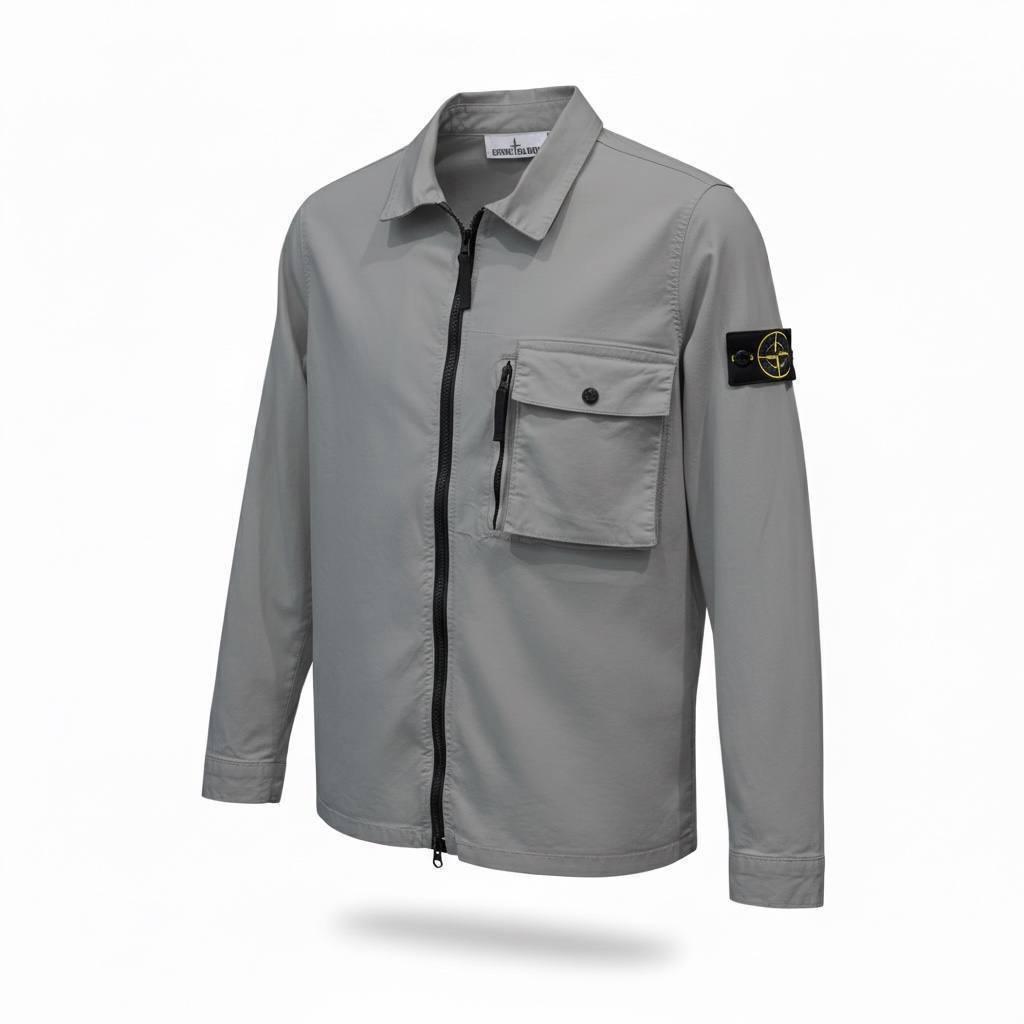 Рубашка рубашка Stone Island мужская хлопковая серая качественная с длинным рукавом для повседневной носки