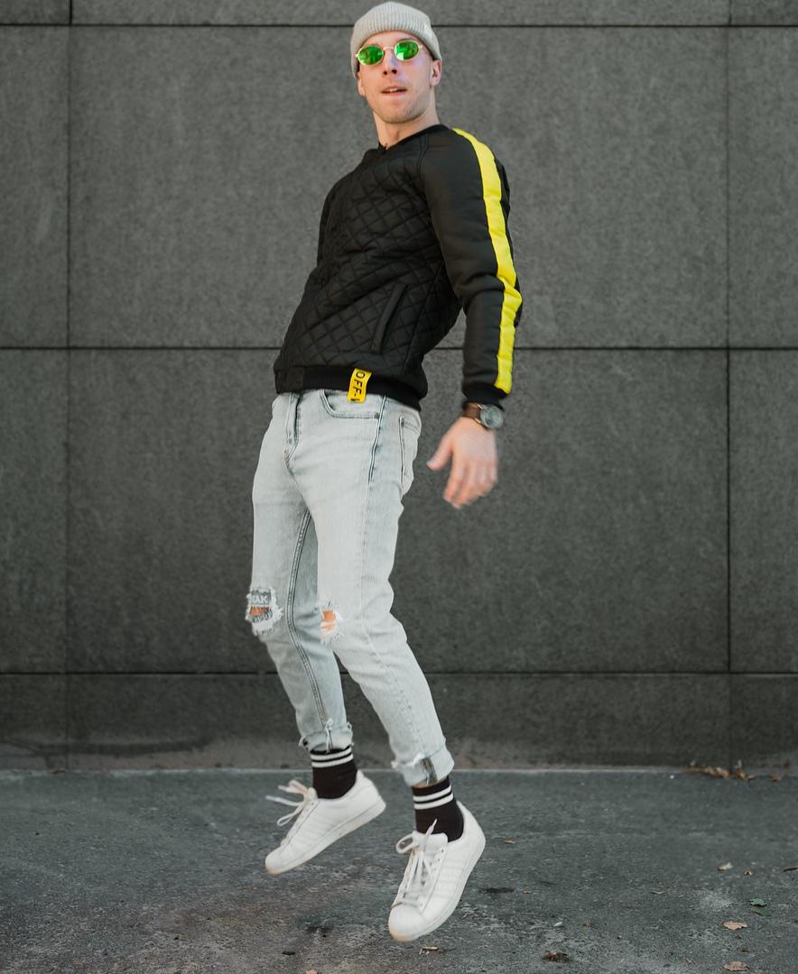 Бомбер Off - White мужской белый осенне-зимний модный на молнии с воротником-стойкой для города легкая куртка