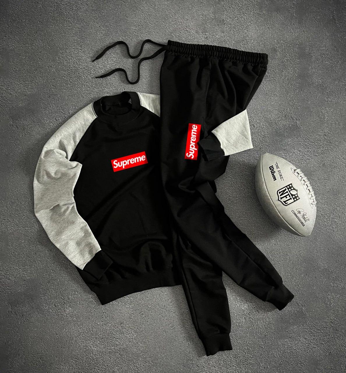 Комплект свитшот Supreme трикотажный демисезонный практичный и молодежный на каждый день костюм
