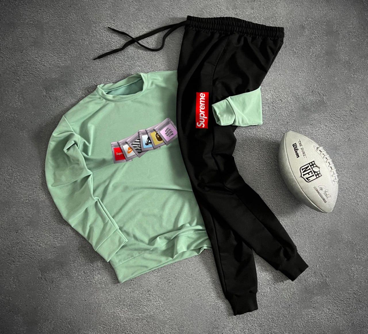 Комплект свитшот Supreme трикотажный демисезонный стильный и модный для прогулок костюм
