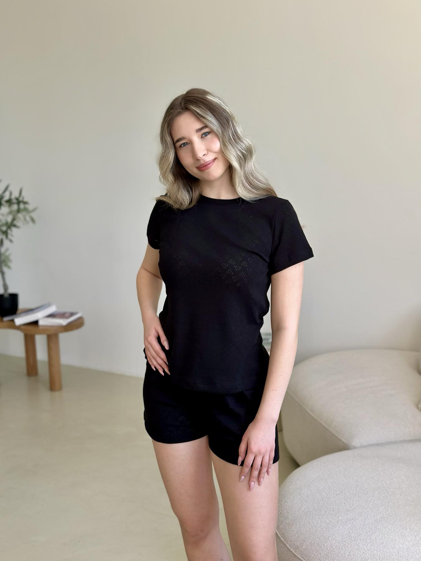 Жіноча піжама футболка+шорти Rose Amour, чорна - фото 3