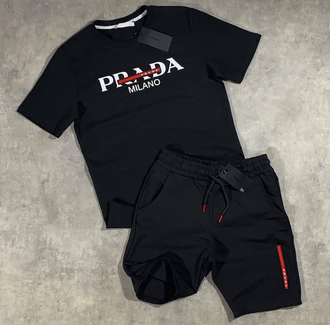 Купити Костюм чоловічий PRADA MILANO Full Black Футболка шорти прада ...