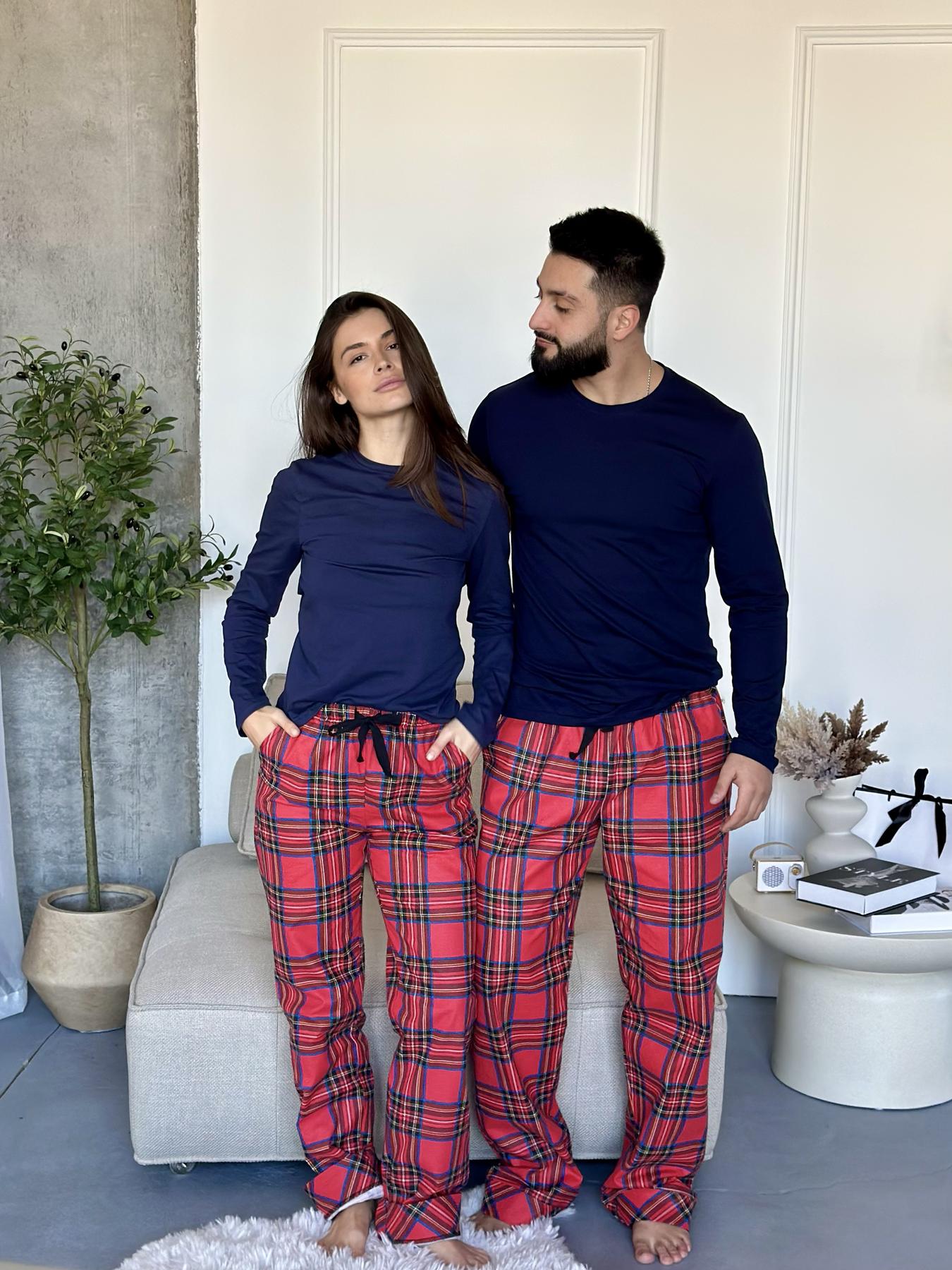 Комплект COSY Navera: штани + лонгслів чоловічий , клітина червоно-синя - фото 7