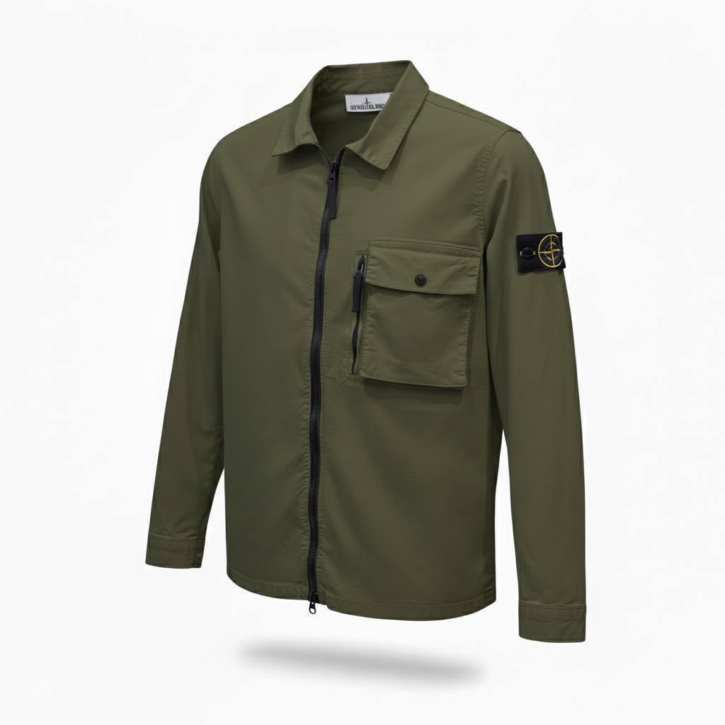Рубашка рубашка Stone Island мужская хлопковая цвета хаки удобная и практичная на вечеринку