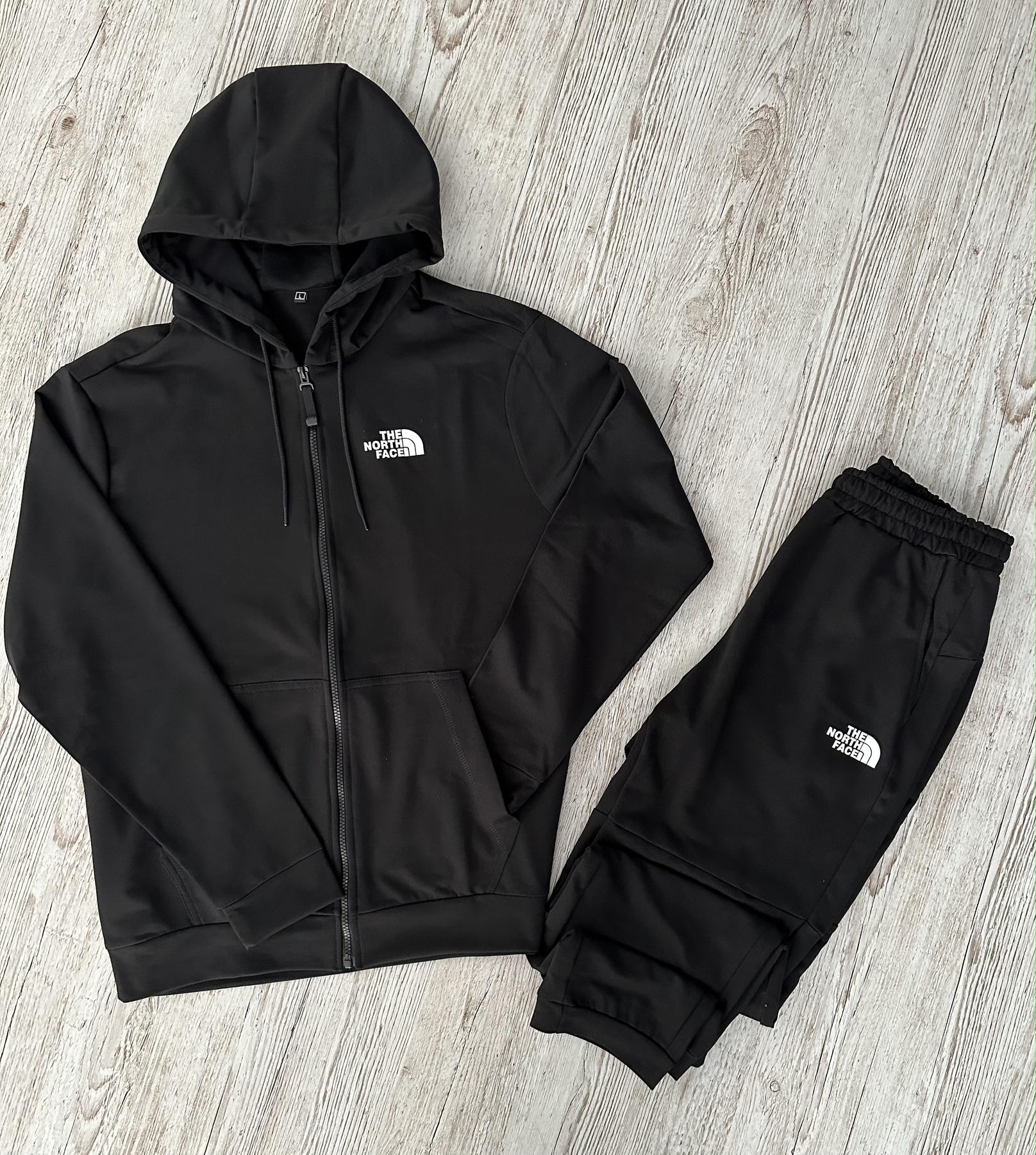 Демісезонний спортивний костюм The North Face чорна кофта на змійці + штани (двонитка) + Футболка чорна The North Face