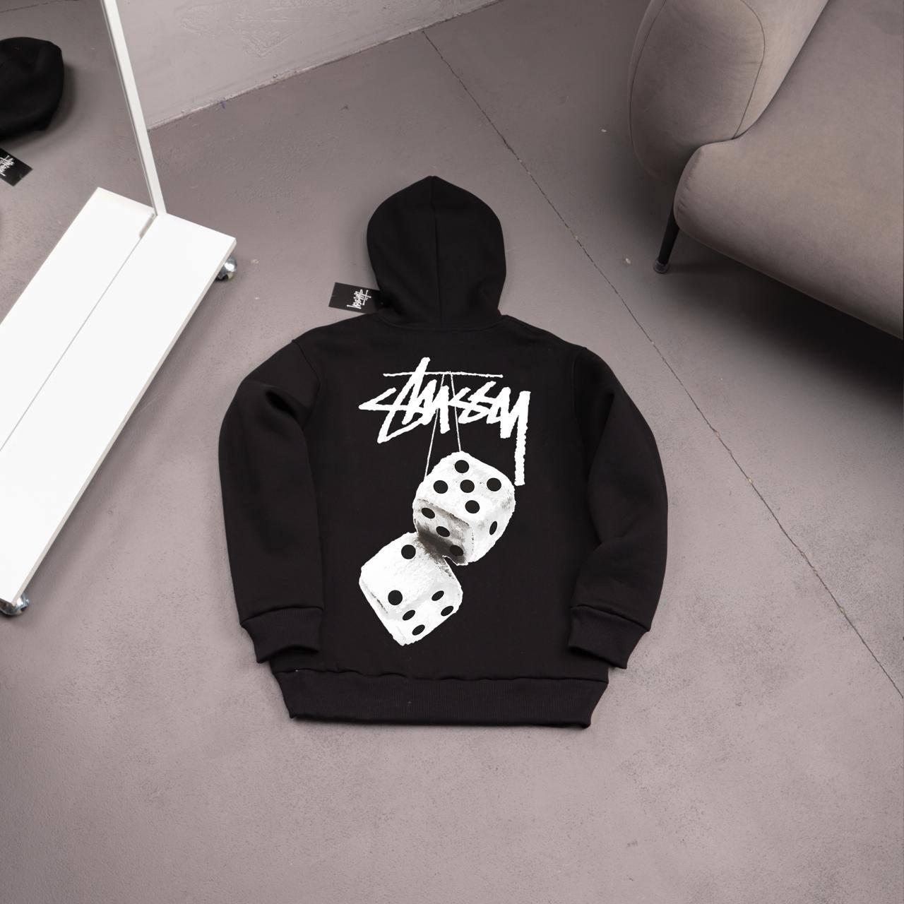 Худи STUSSY-KUB флис мужское черное всесезонное качественное и практичное с капюшоном для путешествий
